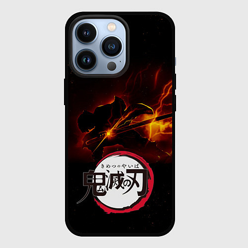 Чехол iPhone 13 Pro Zenitsu Agatsuma Убийца демонов / 3D-Черный – фото 1