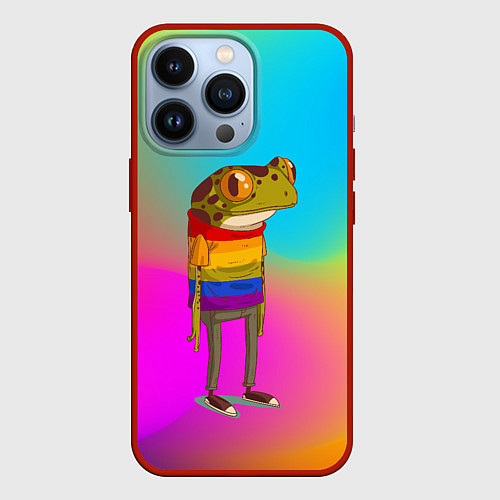 Чехол iPhone 13 Pro Радужная лягушка Rainbow Frog / 3D-Красный – фото 1