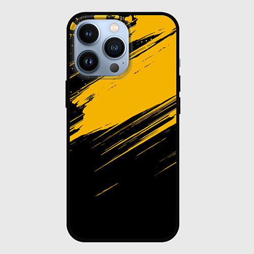 Чехол iPhone 13 Pro Black and yellow grunge / 3D-Черный – фото 1