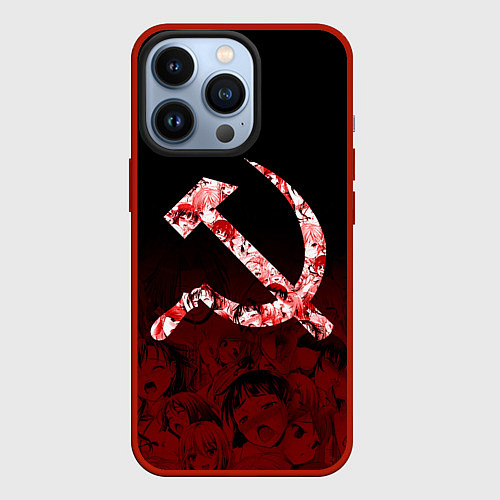 Чехол iPhone 13 Pro СССР АХЕГАО USSR AHEGAO / 3D-Красный – фото 1