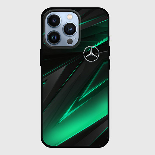 Чехол iPhone 13 Pro MERCEDES-BENZ AMG NEON STRIPES PETRONAS / 3D-Черный – фото 1