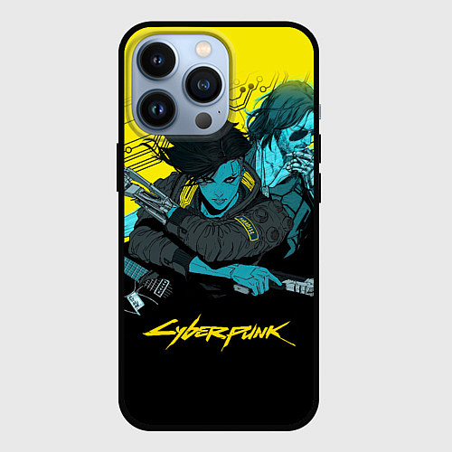 Чехол iPhone 13 Pro Ви и Джонни Cyberpunk 2077 Vi johnny / 3D-Черный – фото 1