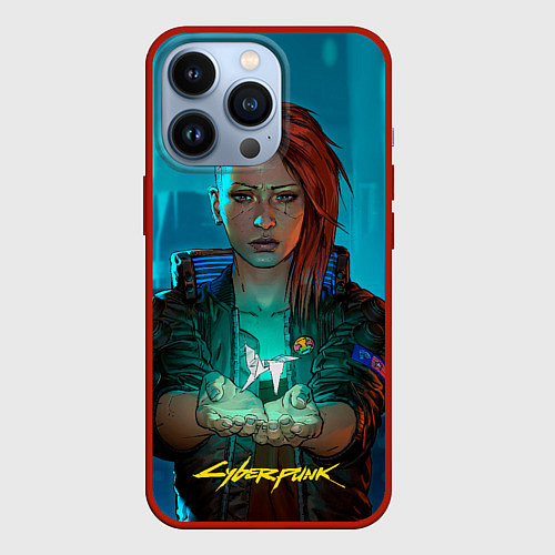 Чехол iPhone 13 Pro Vi girl cyberpunk 2077 / 3D-Красный – фото 1