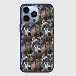 Чехол для iPhone 13 Pro Волки клипарт wolfs, цвет: 3D-тёмно-синий