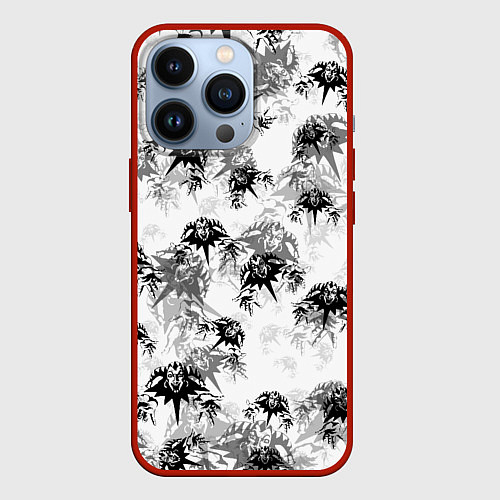 Чехол iPhone 13 Pro Король и шут Лого Паттерн / 3D-Красный – фото 1