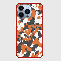 Чехол для iPhone 13 Pro Orange Camo, цвет: 3D-красный