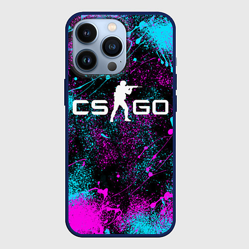 Чехол iPhone 13 Pro КС ГО НЕОН CS GO NEON / 3D-Тёмно-синий – фото 1