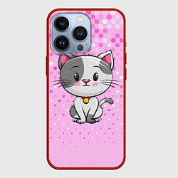 Чехол для iPhone 13 Pro Котик с серым пятном, цвет: 3D-красный
