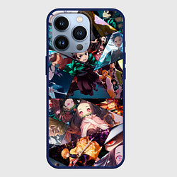 Чехол для iPhone 13 Pro Kimetsu no aiba Все персонажи, цвет: 3D-тёмно-синий