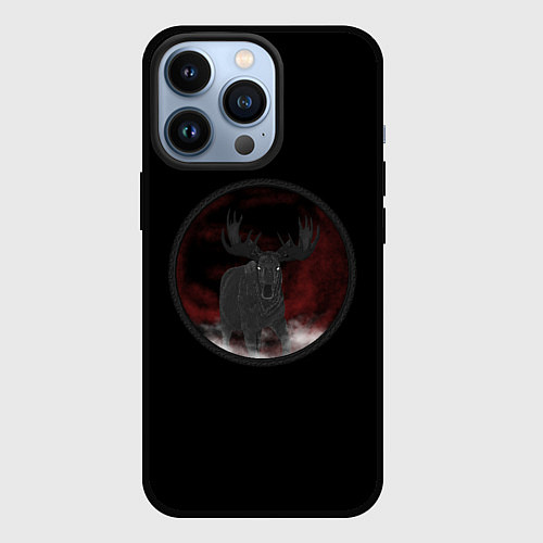 Чехол iPhone 13 Pro Лось - дух, тотемное животное / 3D-Черный – фото 1