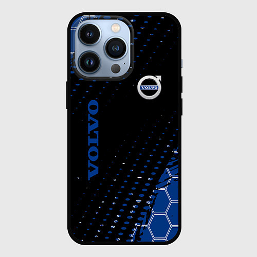 Чехол iPhone 13 Pro Volvo - Вольво Sport соты / 3D-Черный – фото 1