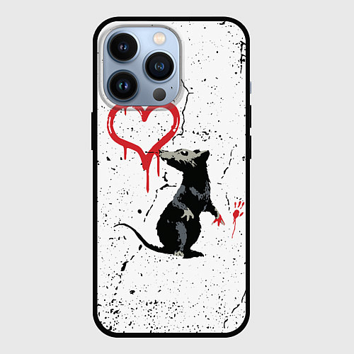 Чехол iPhone 13 Pro BANKSY БЭНКСИ крыса / 3D-Черный – фото 1