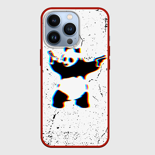 Чехол iPhone 13 Pro Banksy Panda with guns Бэнкси / 3D-Красный – фото 1