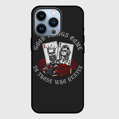 Чехол iPhone 13 Pro Карты, Розы, Кастет gangsters / 3D-Черный – фото 1