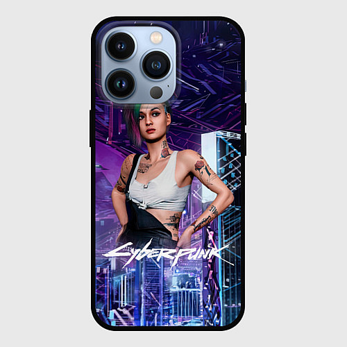 Чехол iPhone 13 Pro Judy Cyberpunk2077 Джуди / 3D-Черный – фото 1