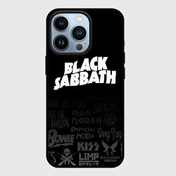 Чехол iPhone 13 Pro Black Sabbath логотипы рок групп