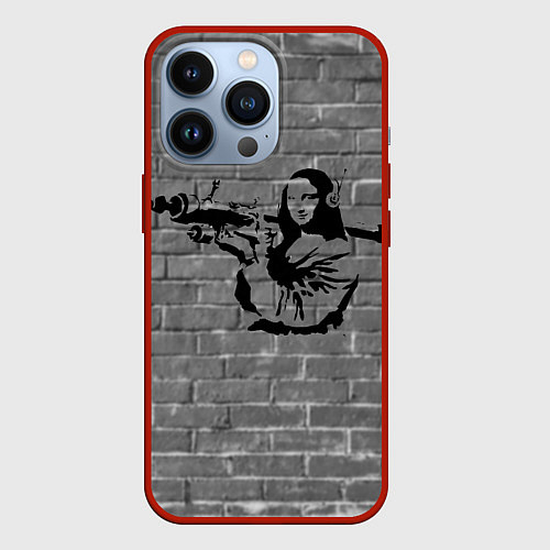 Чехол iPhone 13 Pro Мона Лиза Бэнкси Banksy / 3D-Красный – фото 1