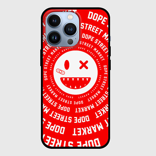 Чехол iPhone 13 Pro Счастливый Смайлик Red Dope Street Market / 3D-Черный – фото 1