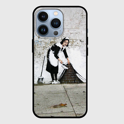 Чехол iPhone 13 Pro Banksy - Бэнкси уборщица / 3D-Черный – фото 1