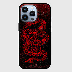 Чехол iPhone 13 Pro Красная Змея Red Snake Глитч