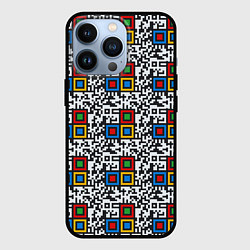 Чехол для iPhone 13 Pro QR код - паттерн, цвет: 3D-черный