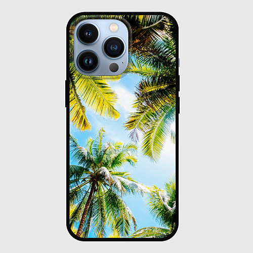 Чехол iPhone 13 Pro Пальмы под солнцем / 3D-Черный – фото 1