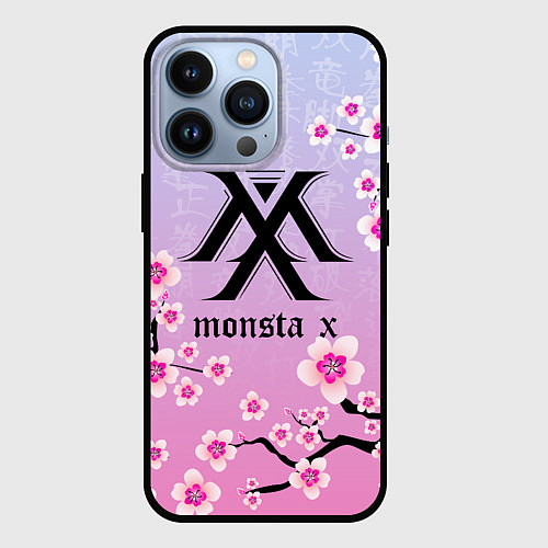 Чехол iPhone 13 Pro MONSTA X САКУРА ЦВЕТЫ / 3D-Черный – фото 1