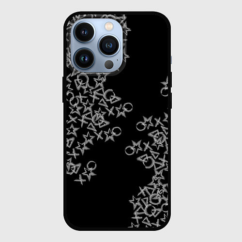 Чехол iPhone 13 Pro Абстракция ,серебряный геометрический узор / 3D-Черный – фото 1