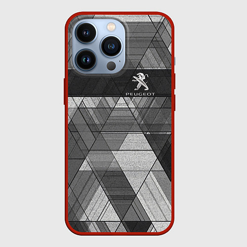 Чехол iPhone 13 Pro Peugeot много оттенков серого / 3D-Красный – фото 1