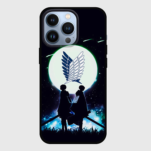 Чехол iPhone 13 Pro Атака Титанов Attack on Titan, Logo / 3D-Черный – фото 1