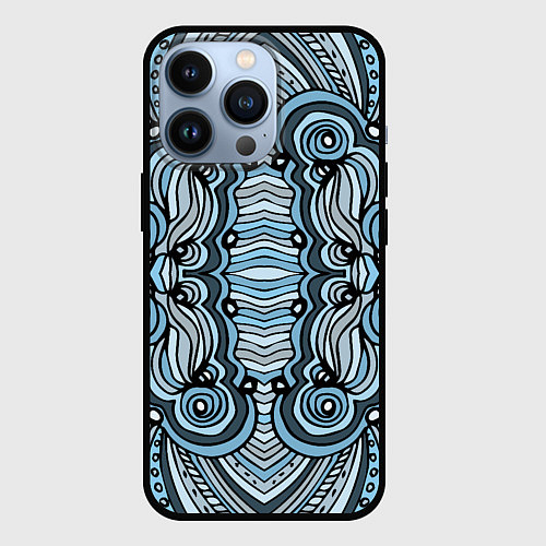 Чехол iPhone 13 Pro Абстрактный узор в дудл стиле Рисунок от руки Лини / 3D-Черный – фото 1