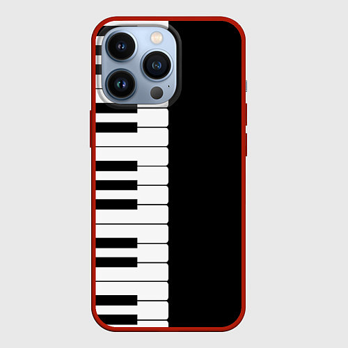 Чехол iPhone 13 Pro Черно-Белое Пианино Piano / 3D-Красный – фото 1