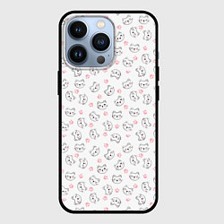 Чехол для iPhone 13 Pro Кошачий паттерн с щечками и лапками Милота, цвет: 3D-черный