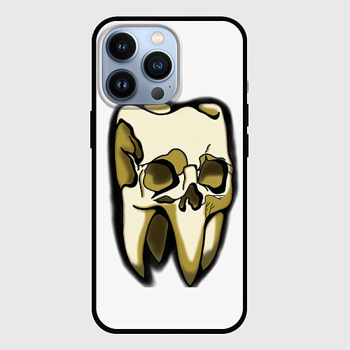 Чехол iPhone 13 Pro Зуб череп / 3D-Черный – фото 1