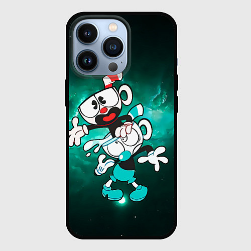 Чехол iPhone 13 Pro Чашечки Cuphead Show / 3D-Черный – фото 1