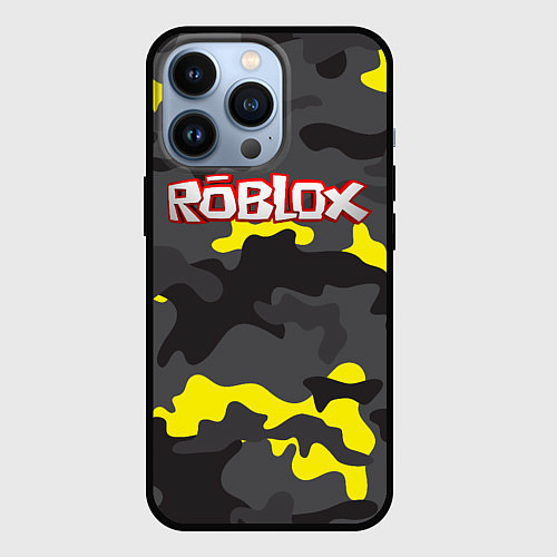 Чехол iPhone 13 Pro Roblox Камуфляж Жёлто-Серый / 3D-Черный – фото 1