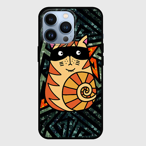 Чехол iPhone 13 Pro Кот в черной маске / 3D-Черный – фото 1