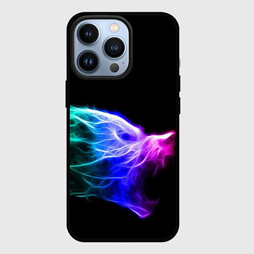 Чехол iPhone 13 Pro Wolf Grin Волк Оскал Неон Neon / 3D-Черный – фото 1