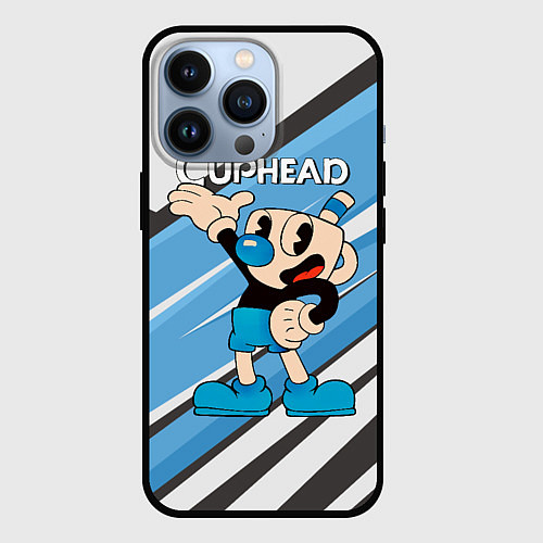 Чехол iPhone 13 Pro Cuphead синяя чашечка / 3D-Черный – фото 1