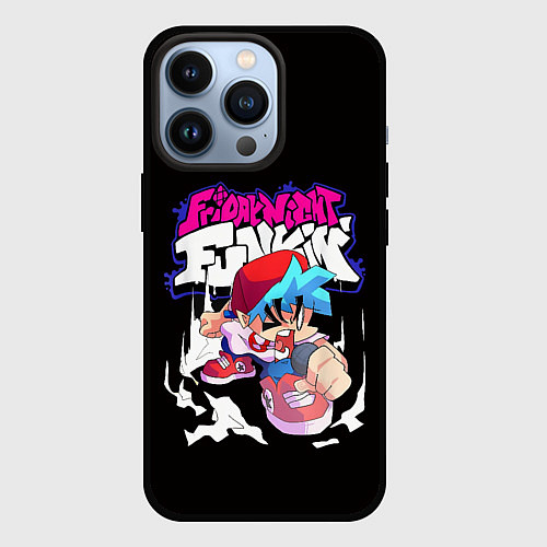 Чехол iPhone 13 Pro Friday Night Funkin Boyfrend / 3D-Черный – фото 1