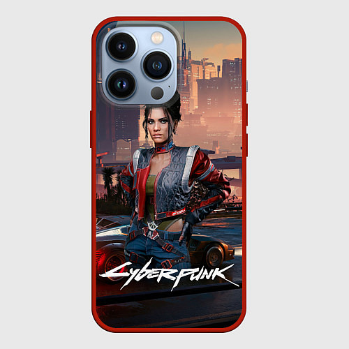 Чехол iPhone 13 Pro Panam Cyberpunk2077 / 3D-Красный – фото 1