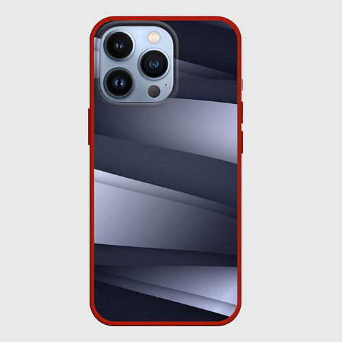 Чехол iPhone 13 Pro Серо-белая Волна / 3D-Красный – фото 1