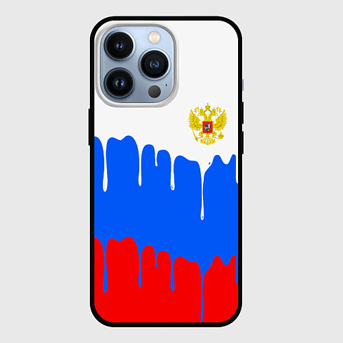 Чехол iPhone 13 Pro Флаг герб russia / 3D-Черный – фото 1