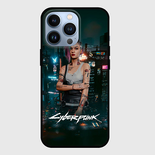 Чехол iPhone 13 Pro Джуди Cyberpunk 2077 / 3D-Черный – фото 1