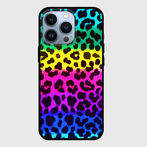 Чехол iPhone 13 Pro Leopard Pattern Neon / 3D-Черный – фото 1