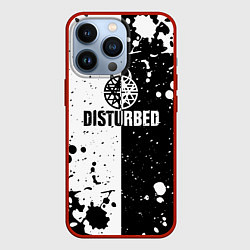 Чехол для iPhone 13 Pro Disturbed черное белое, цвет: 3D-красный
