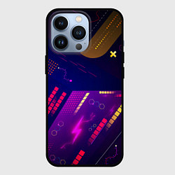 Чехол для iPhone 13 Pro Cyber neon pattern Vanguard, цвет: 3D-черный