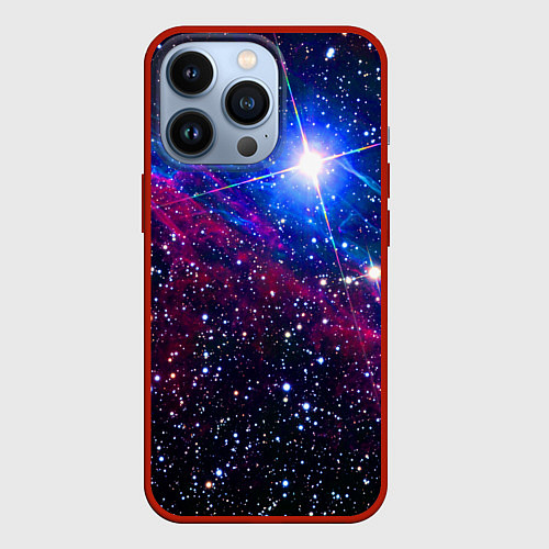 Чехол iPhone 13 Pro Открытый космос Star Neon / 3D-Красный – фото 1