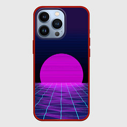Чехол для iPhone 13 Pro Закат розового солнца Vaporwave Психоделика, цвет: 3D-красный