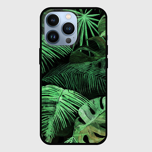 Чехол iPhone 13 Pro Цветы Тропические / 3D-Черный – фото 1
